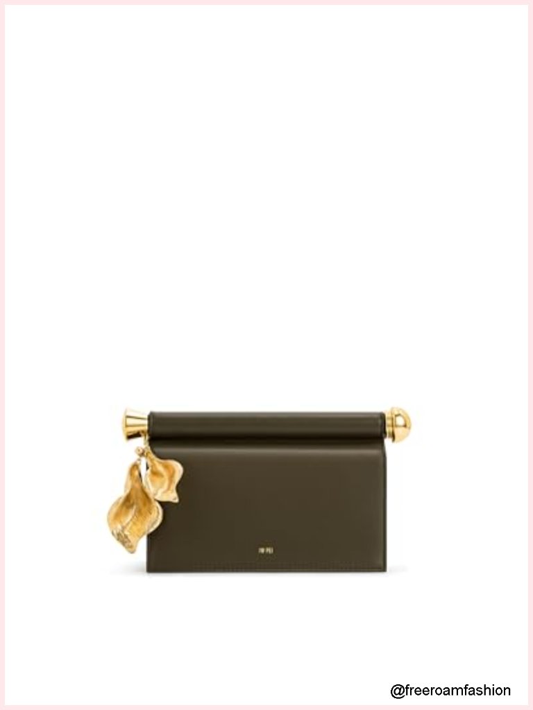 Vegan Leather Metal Pendant Embellished Clutch Clutch
